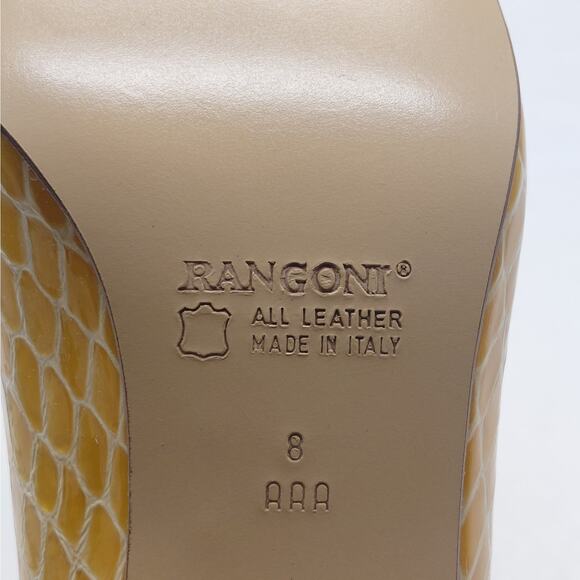 Rangoni Firenze Minx Beige Embossed Leather Block Heel Pumps 8 AAA Narrow Italy - Picture 11 of 12